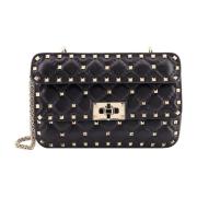 Valentino Garavani Studded Leather Shoulder Bag Black, Dam