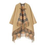 Burberry Ullcape med läderrem Beige, Dam