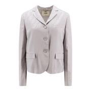 Fendi Satinblazer med FF-motiv Gray, Dam