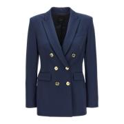 Pinko Strukturerad Blazer i Stretchtyg Blue, Dam