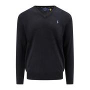 Polo Ralph Lauren Pima Bomull V-Hals Tröja Black, Herr