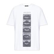 Balmain T-shirt med tryck White, Herr