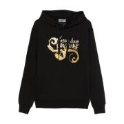 Versace Jeans Couture Svart Bomullshoodie med Logotyptryck Black, Herr