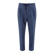 Brunello Cucinelli Bomullstrousers med frontala pincett Blue, Herr