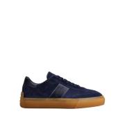 Tod's Blå Mocka Sneakers med Läderapplikationer Blue, Herr