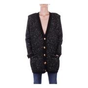 Elisabetta Franchi Front Logo Cardigan Sweaters Black, Dam