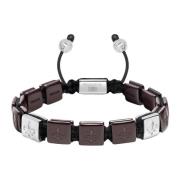 Nialaya Mens Ceramic Flatbead Bracelet in Dark Red and Sterling Silver...