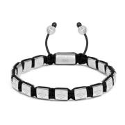 Nialaya Mens Mini Flatbead Bracelet in Sterling Silver Gray, Herr