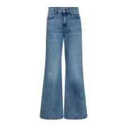 Co'Couture Bleach Jeans med vida ben Blue, Dam