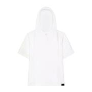 Courrèges Vit Hoodie T-shirt med Broderat Logotyp White, Dam