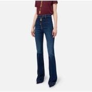 Elisabetta Franchi Utställda bomullsstretchjeans med dragkedja Blue, D...