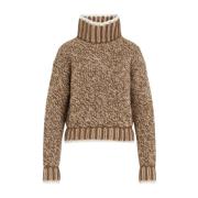 Moncler Brun Turtleneck Tricot Tröja Brown, Dam