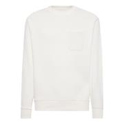 Boggi Milano Rund hals bomullsweatshirt White, Herr