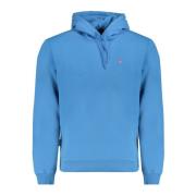 Napapijri Blå hoodie med broderad logotyp Blue, Herr