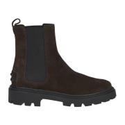 Tod's Bruna Chelsea Ankelboots med Gummisula Brown, Dam