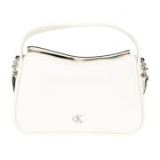 Calvin Klein Vit Handväska Metal Mono Mini Block White, Dam