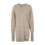 MM6 Maison Margiela Beige V-ringad Miniklänning Beige, Dam