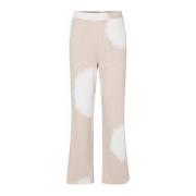 Masai Elastisk Midja Straight-Leg Beige Byxor Beige, Dam