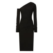 Dolce & Gabbana Svart draperad midi klänning viskosblandning Black, Da...