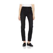 Liu Jo Högmidjade skinny bomullsbyxor med knappdetaljer Black, Dam