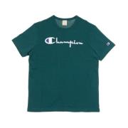 Champion Crewneck Teal T-Shirt för Män Green, Herr