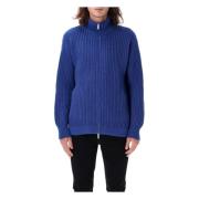 Emporio Armani Dragkedja Ull Cardigan Ytterkläder Blue, Herr