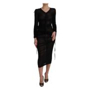 Dolce & Gabbana Genomskinlig Bodycon Midi Klänning Svart Black, Dam