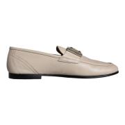 Dolce & Gabbana Beige Läder Logo Plaque Loafers Beige, Herr