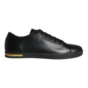 Dolce & Gabbana Klassiska Svart Guld Läder Sneakers Skor Black, Herr