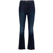 Mother Blå Denim Straight-Leg Jeans Blue, Dam