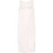 Lanvin Vit Satin Draperad Klänning White, Dam