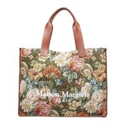 Maison Margiela Blommig Shopper Väska med Läderhandtag Multicolor, Dam