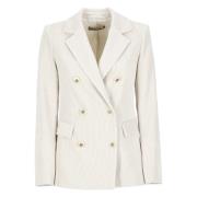 D.Exterior Ivory Corduroy Blazer Peak Revers Jacka Beige, Dam