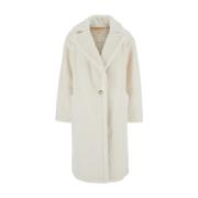 Michael Kors Oversized Teddy Shearling Coat i Vit White, Dam