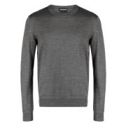 Tom Ford Ull Crew Neck Stickat Gray, Herr