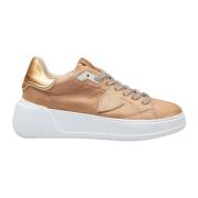 Philippe Model Metallic Pony Skin Sneakers Camel/Gold Beige, Dam