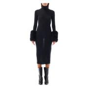 Alaïa Grå Pon Pon Ärmar Mini Klänning Black, Dam