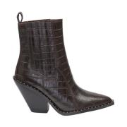 Fabienne Chapot Bruna Croc Ankelboots med Gyllene Nitar Brown, Dam