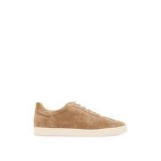 Brunello Cucinelli Mocka Sneakers med Laminerade Detaljer Beige, Herr