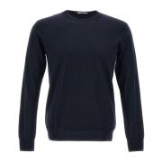 Paolo Pecora Navy Blue Ull Crew Neck Sweater Blue, Herr