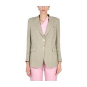 Saulina Klassisk Blazer med Spetsiga Revers Beige, Dam