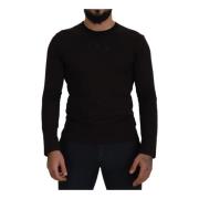 Dolce & Gabbana Brun Bomull Crewneck Pullover Sweater Black, Dam