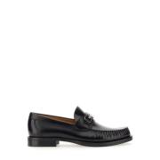 Salvatore Ferragamo Läder Moccasin Gancini Skor Black, Herr