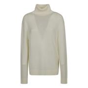 Jil Sander Vit Snow Roll Neck Ulltröja Beige, Dam