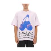 Jil Sander Tryckt Bomull T-shirt Pink, Herr