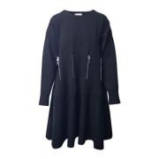 Alexander McQueen Svart Ull Pintuck Dragkedja Klänning Black, Dam