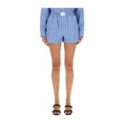 Alexander Wang Logo Elastisk Midje Shorts Blue, Dam