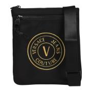 Versace Jeans Couture V-Emblem Nylon Messenger Väska Black, Herr