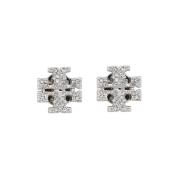 Tory Burch Kristall Logo Stud Örhängen Gray, Dam