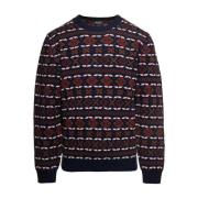 A.p.c. Intarsia Motif Crewneck Sweater Multicolor Multicolor, Herr